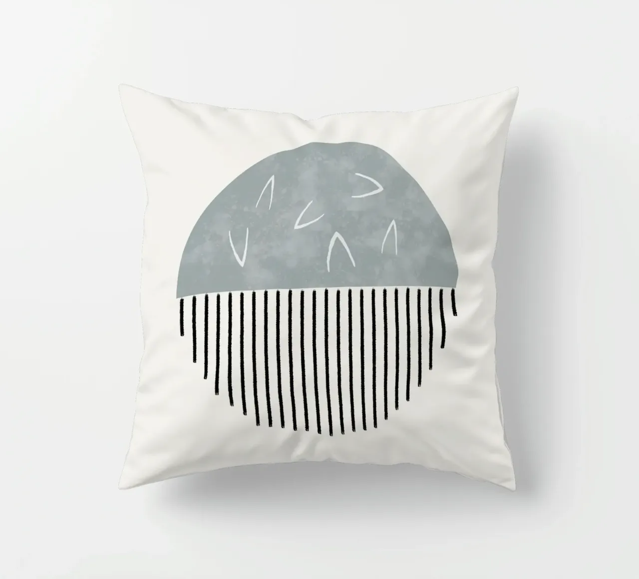 Minimalist artwork with a round shape and black lines kussen van Imaginative