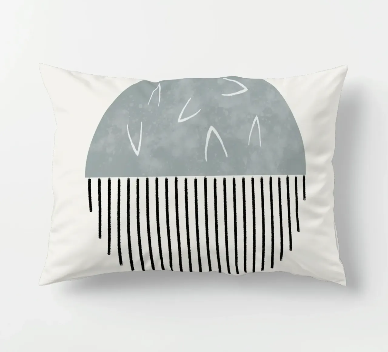 Minimalist artwork with a round shape and black lines cojín de Imaginative