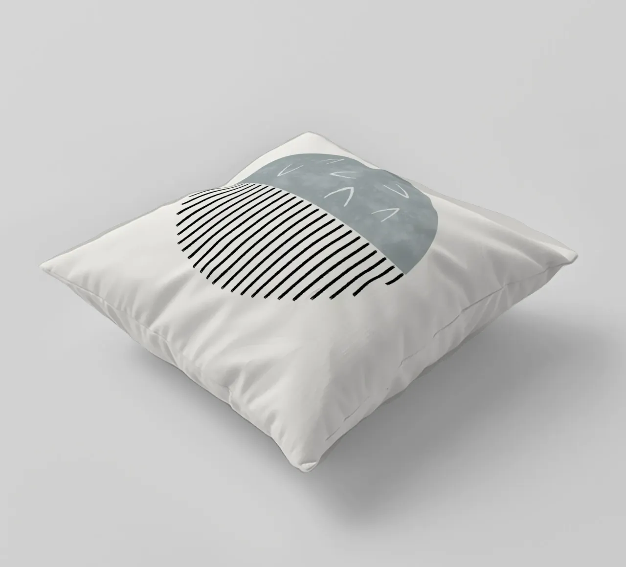 Minimalist artwork with a round shape and black lines kussen van Imaginative