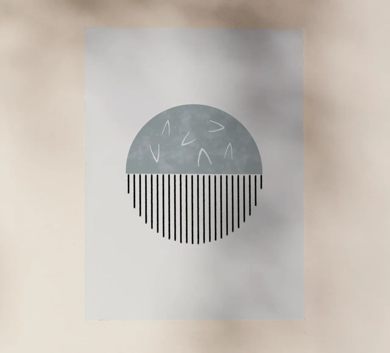 Minimalist artwork with a round shape and black lines pellicola backlit da Imaginative