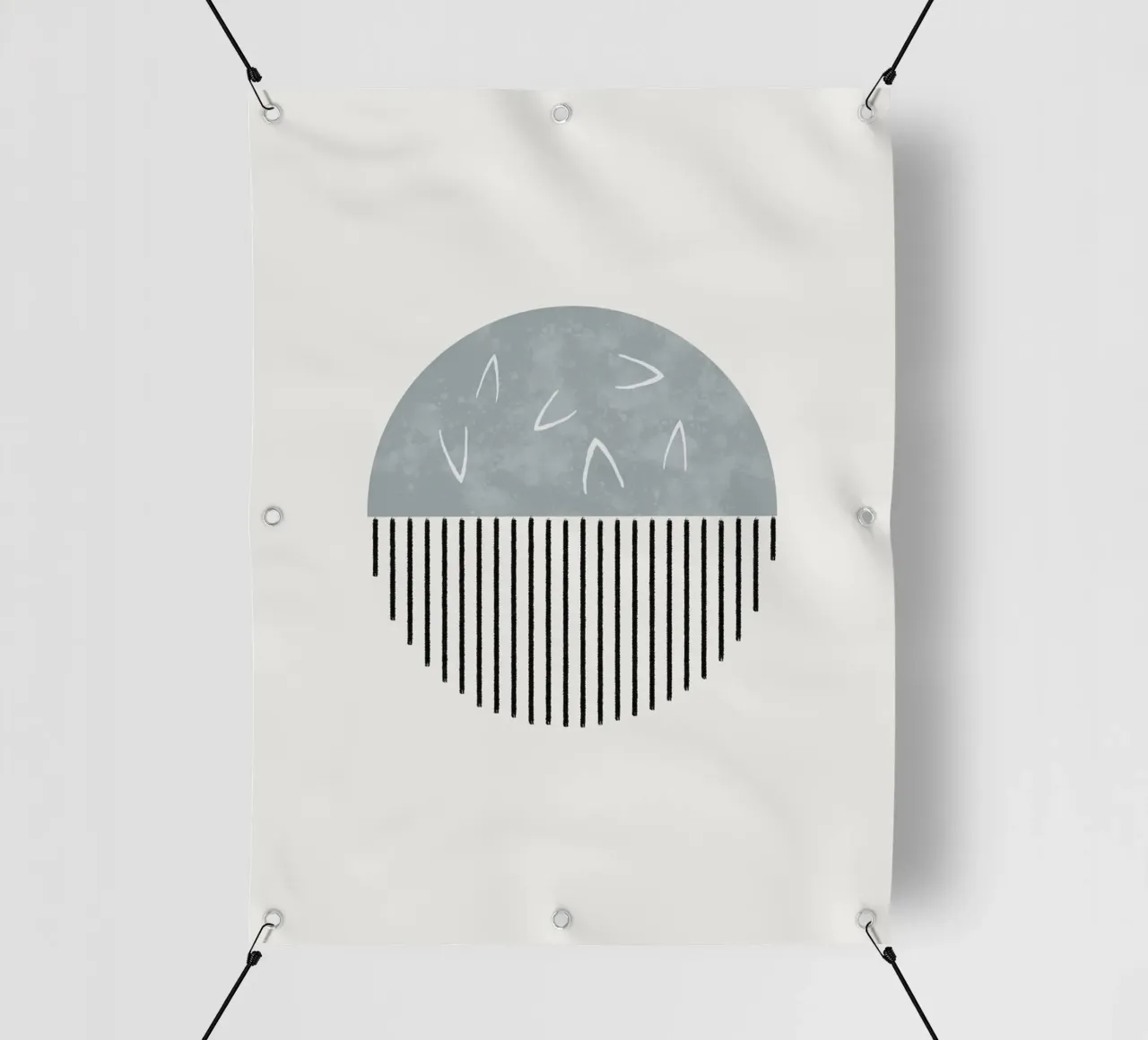 Minimalist artwork with a round shape and black lines telo in pvc da Imaginative