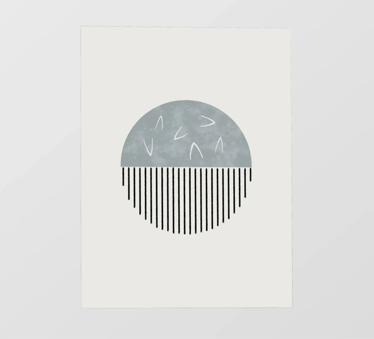 Minimalist artwork with a round shape and black lines PVC Plane von Imaginative