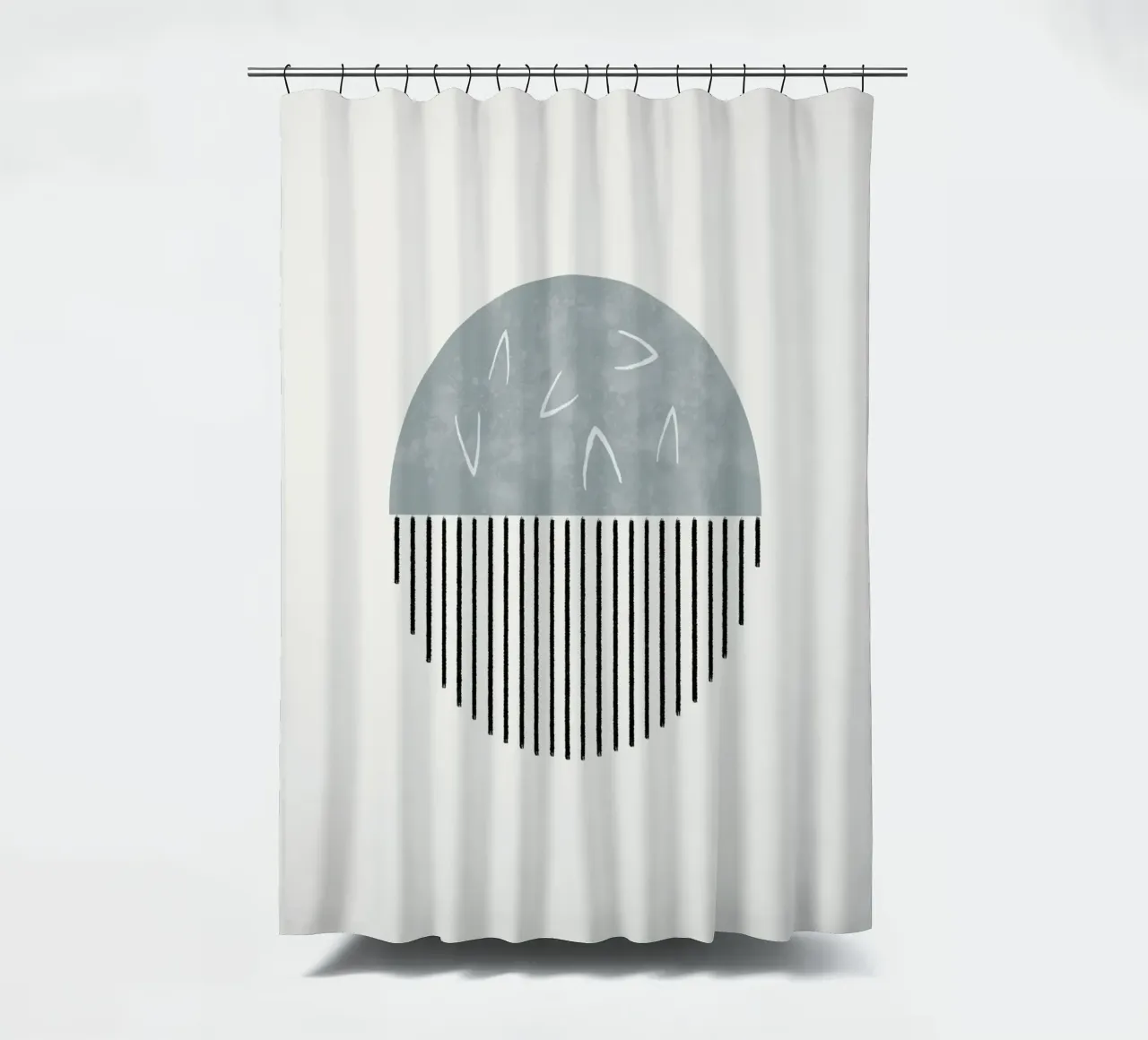 Minimalist artwork with a round shape and black lines Duschvorhang von Imaginative