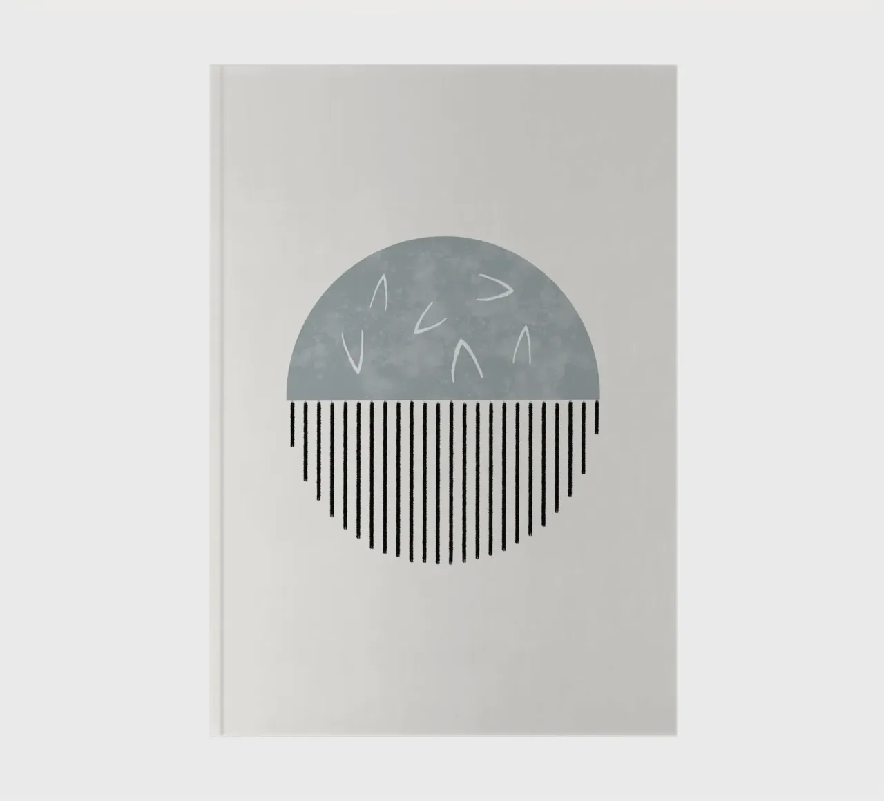 Minimalist artwork with a round shape and black lines notebook by Imaginative