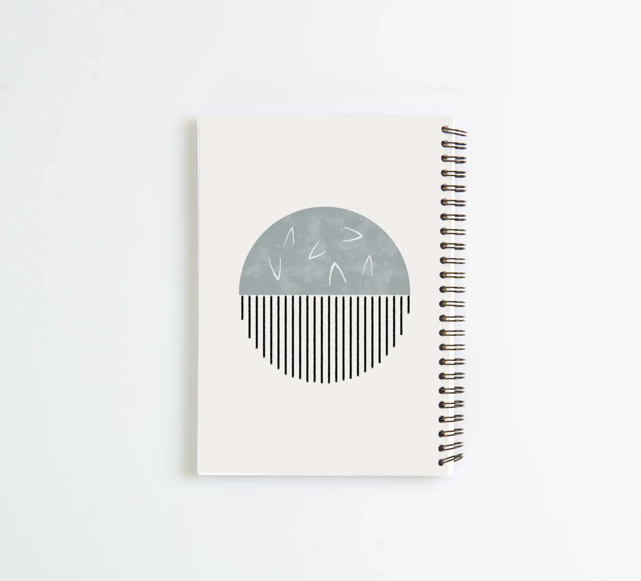 Minimalist artwork with a round shape and black lines notitieboek met spiraal van Imaginative