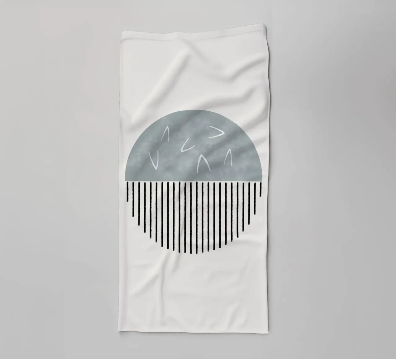 Minimalist artwork with a round shape and black lines Handtuch von Imaginative