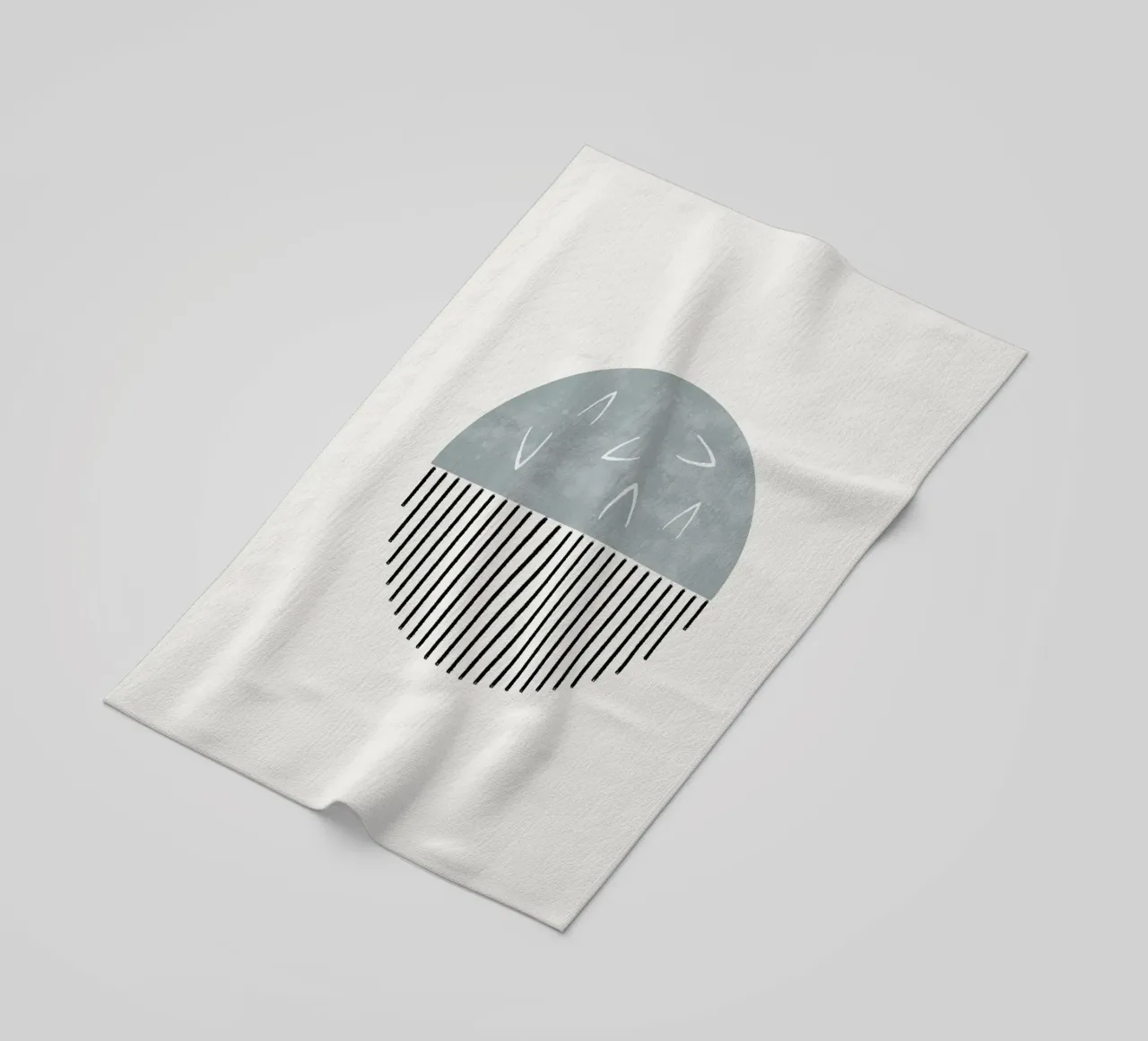 Minimalist artwork with a round shape and black lines strandhanddoek van Imaginative