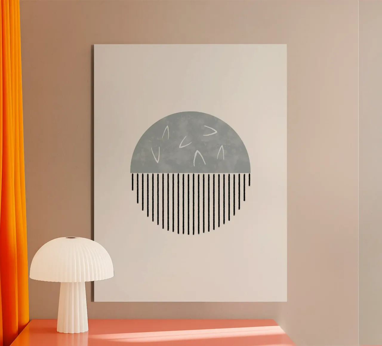 Minimalist artwork with a round shape and black lines alu-dibond by Imaginative