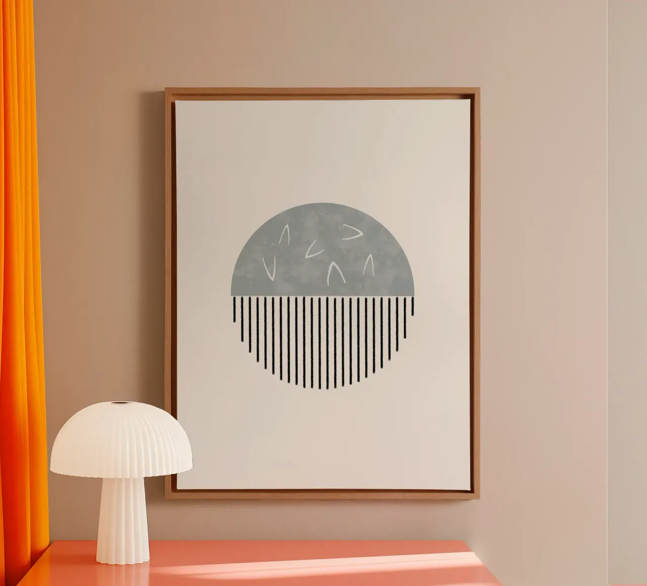 Minimalist artwork with a round shape and black lines canvas by Imaginative