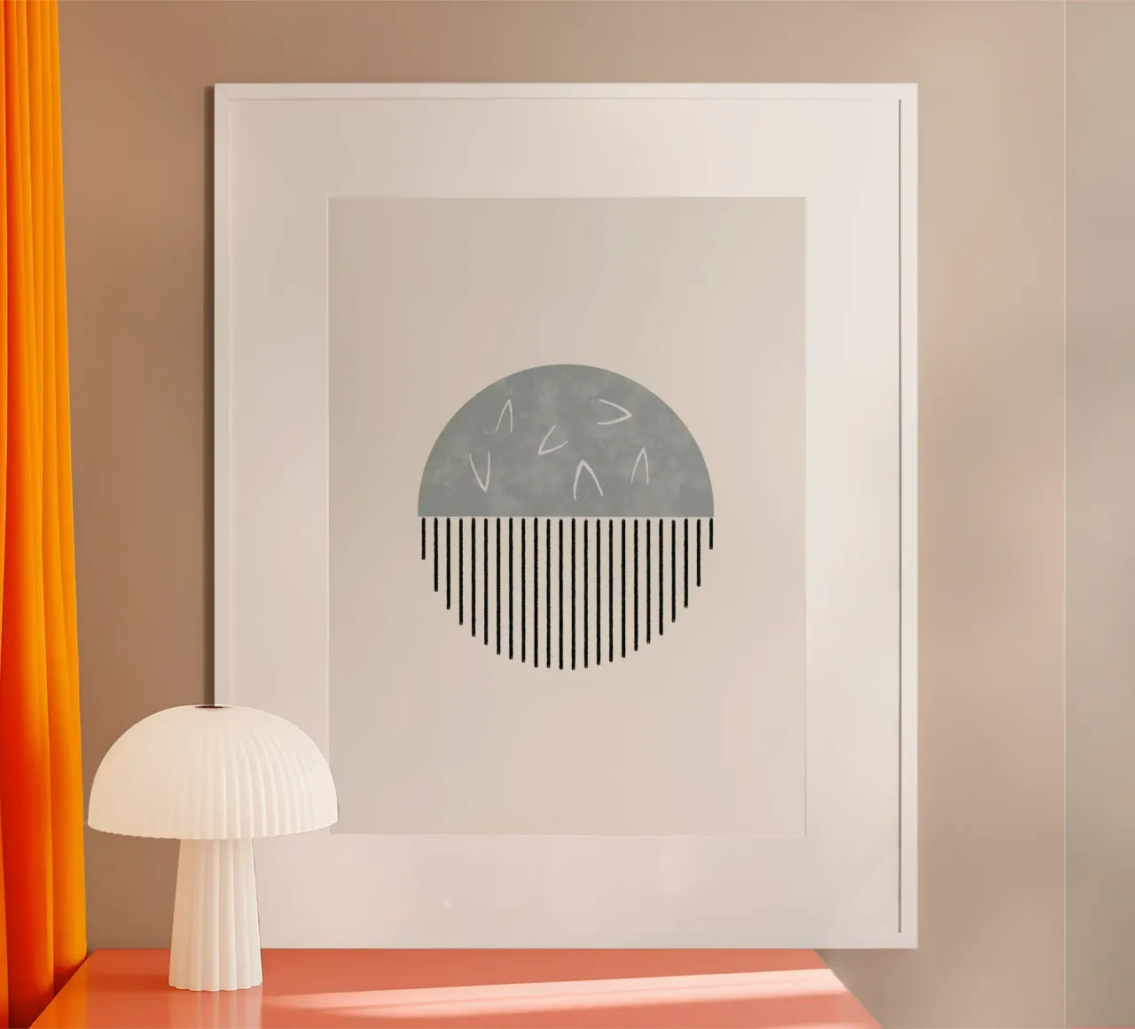 Minimalist artwork with a round shape and black lines hahnemühle van Imaginative