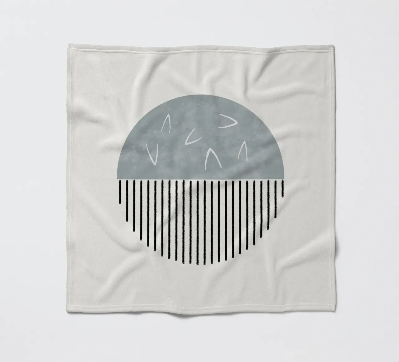 Minimalist artwork with a round shape and black lines fleecedeken van Imaginative
