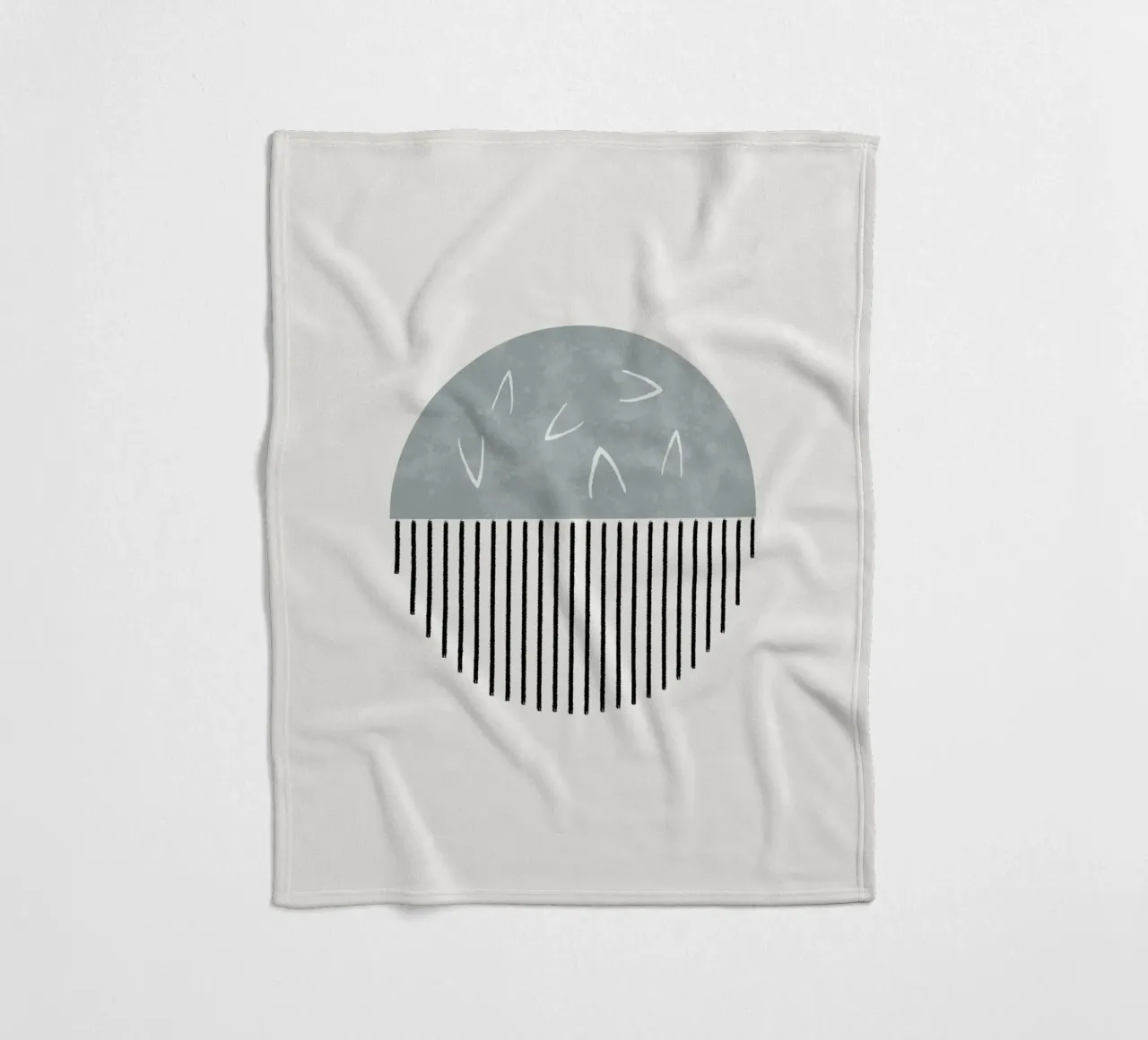 Minimalist artwork with a round shape and black lines fleecedeken van Imaginative