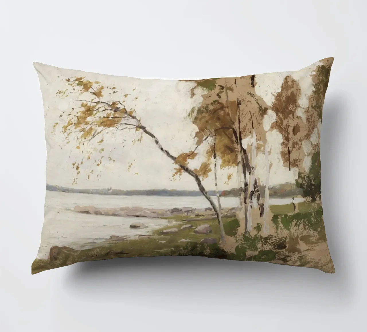 Melcher Westerholm: Autunno in riva al lago, paesaggio impressionista cuscino da ClubArt