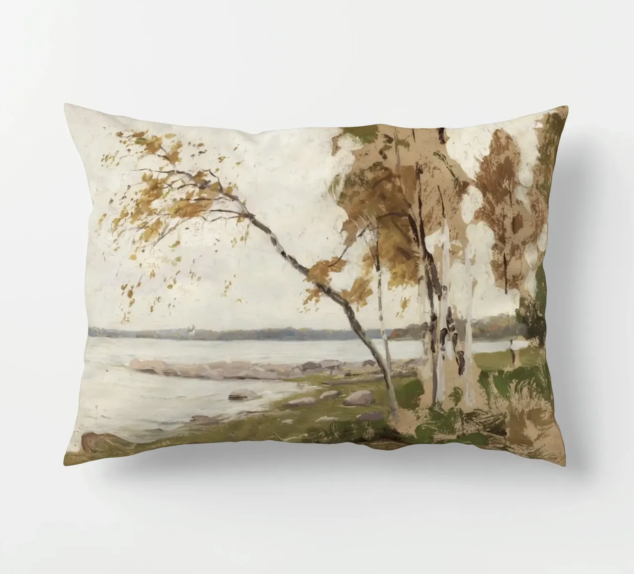 Melcher Westerholm: Autunno in riva al lago, paesaggio impressionista cuscino da ClubArt