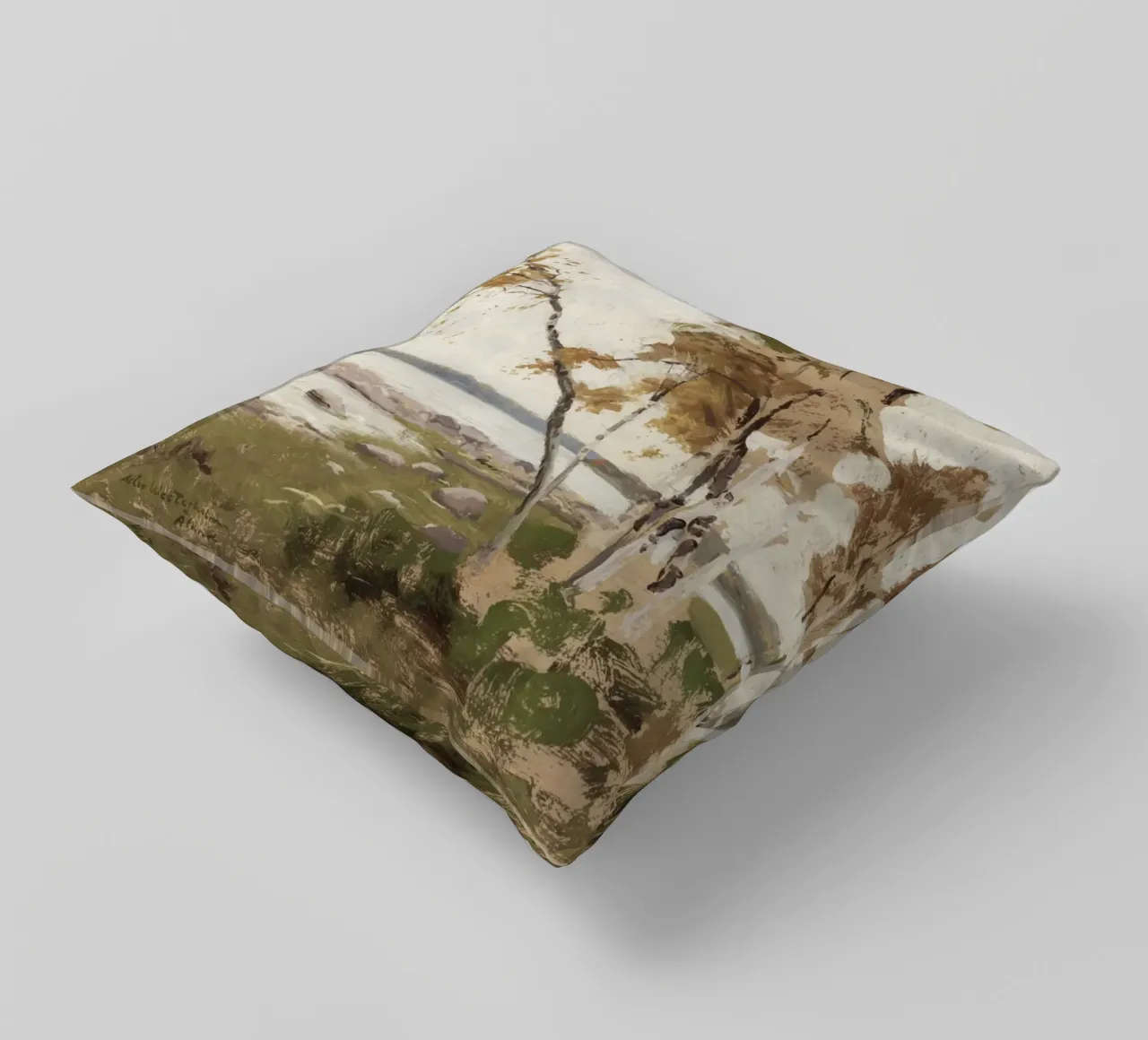 Melcher Westerholm: Autunno in riva al lago, paesaggio impressionista cuscino da ClubArt
