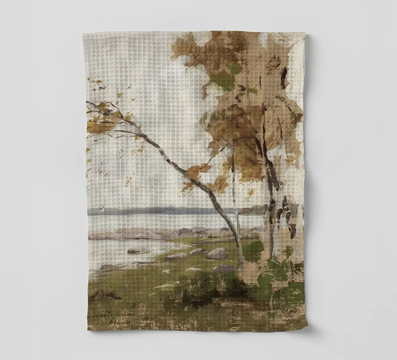 Melcher Westerholm: Autunno in riva al lago, paesaggio impressionista canovaccio da cucina da ClubArt