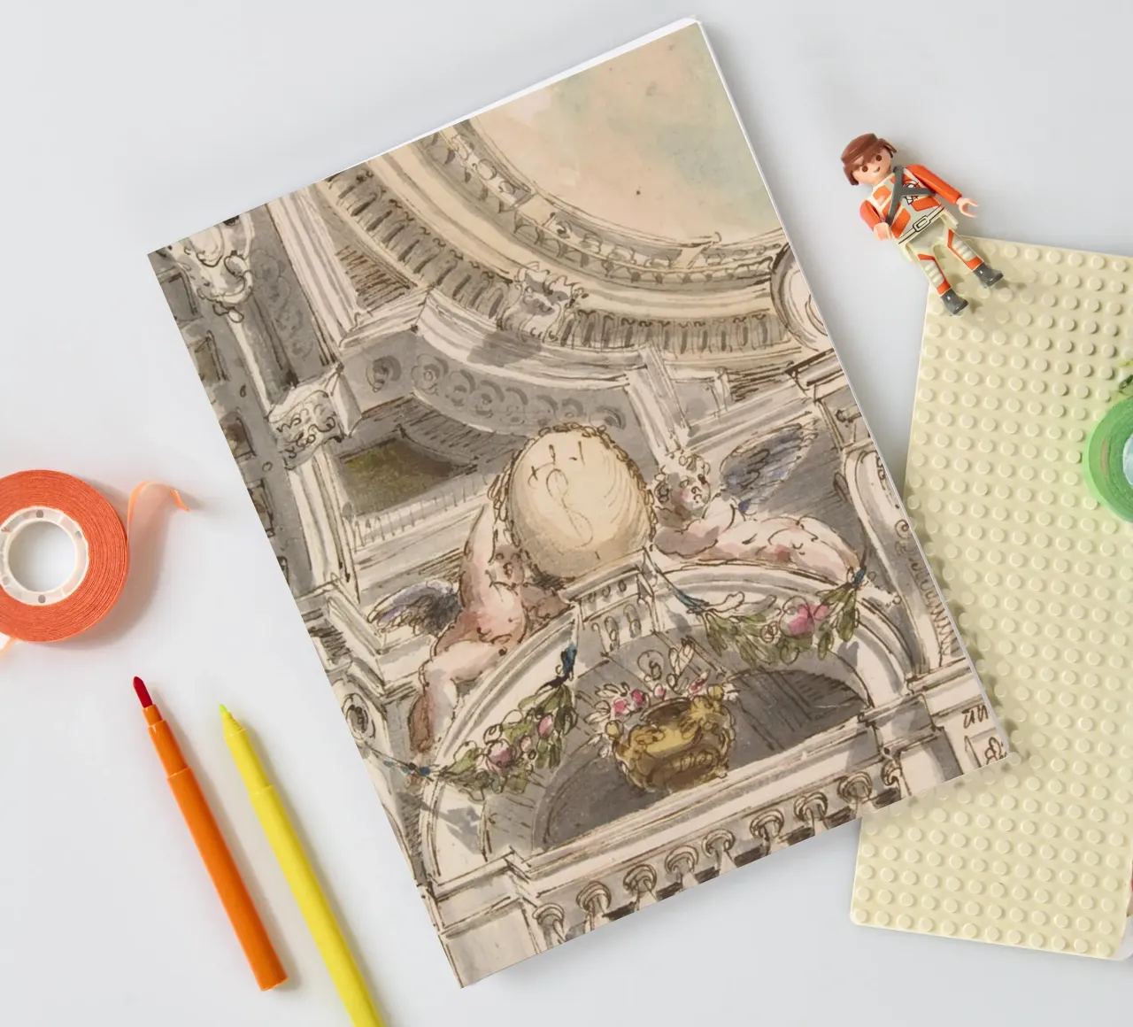Rococo Ceiling Sketch: Architectural Study, Cherubs & Ornate notebook by ClubArt