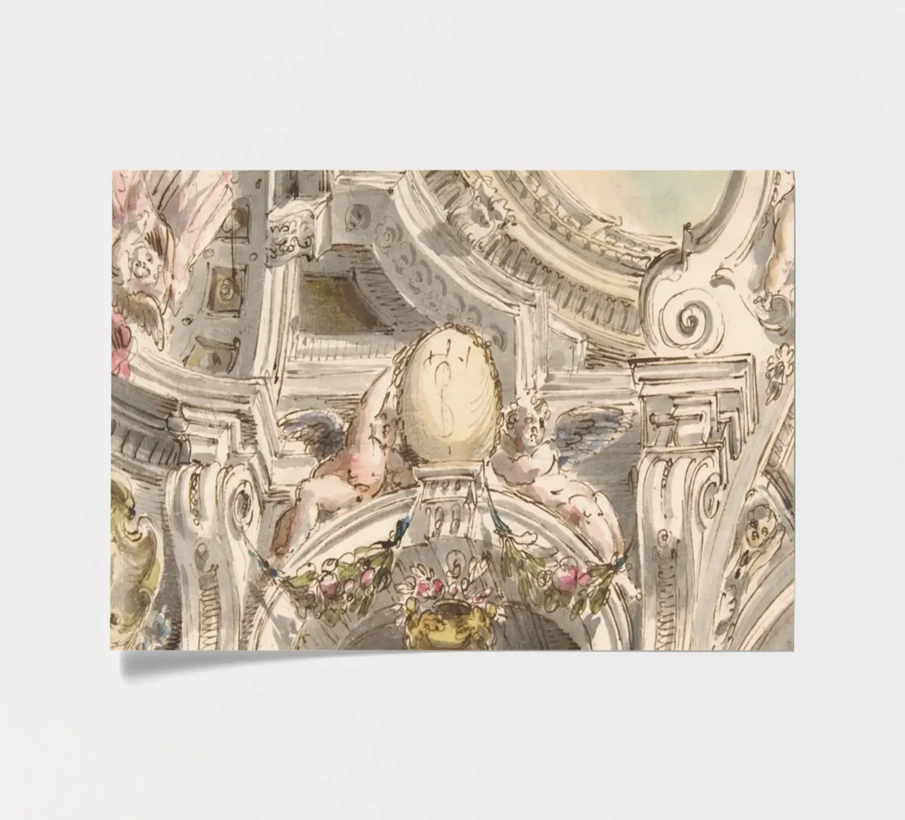 Rococo Ceiling Sketch: Architectural Study, Cherubs & Ornate sticker sheet by ClubArt