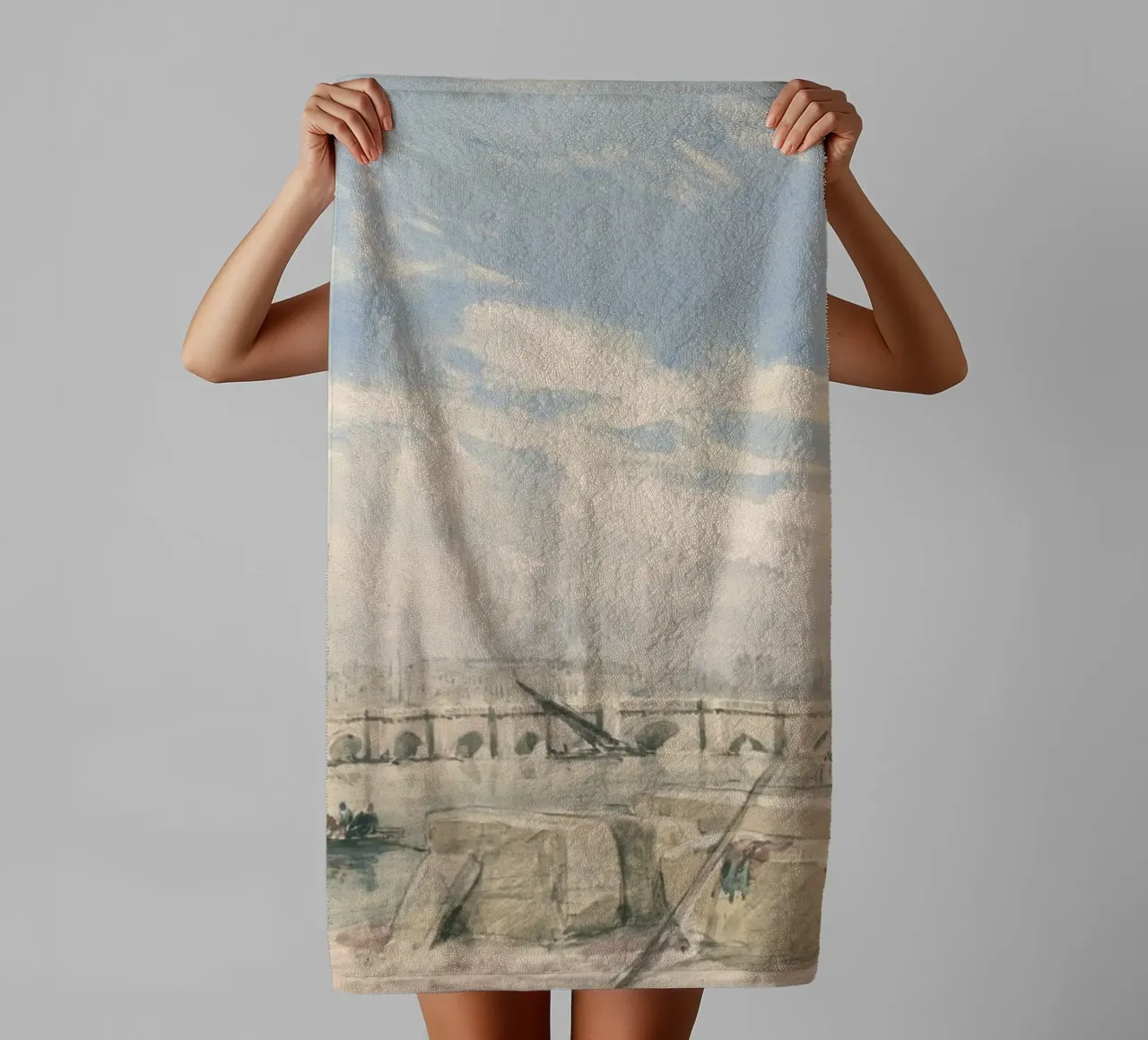 Pont historique de Londres : Thames River Cityscape, Vintage Art serviette de bain de ClubArt