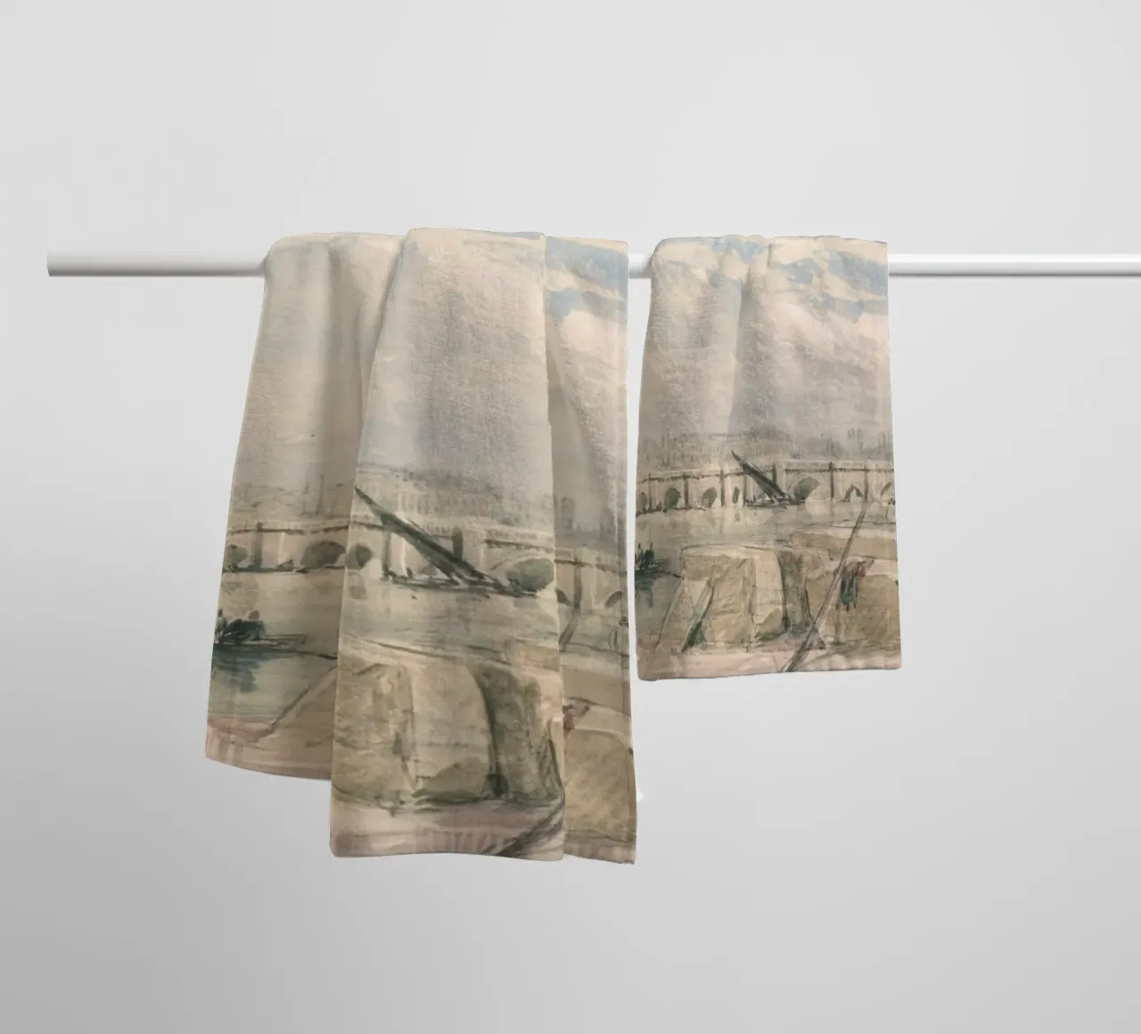 Pont historique de Londres : Thames River Cityscape, Vintage Art serviette de bain de ClubArt