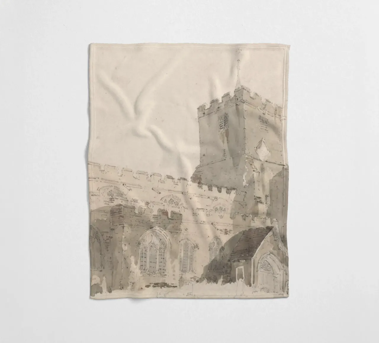 Chiesa storica: Studio architettonico, acquerello d'epoca Pr coperta in pile da ClubArt