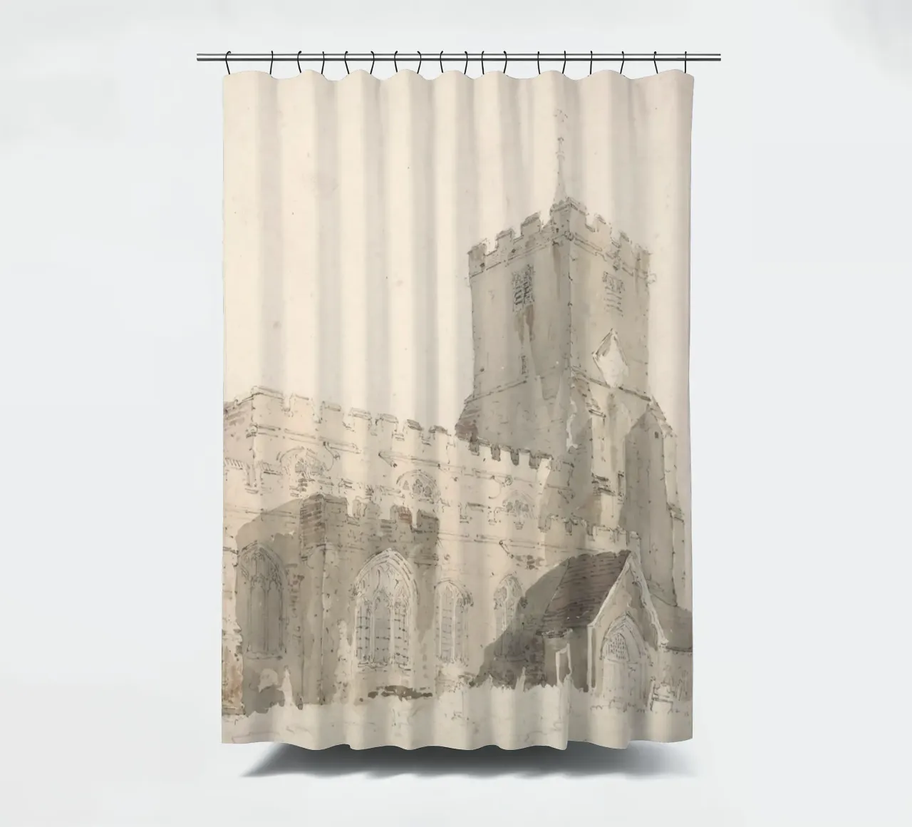 Chiesa storica: Studio architettonico, acquerello d'epoca Pr tenda da doccia da ClubArt