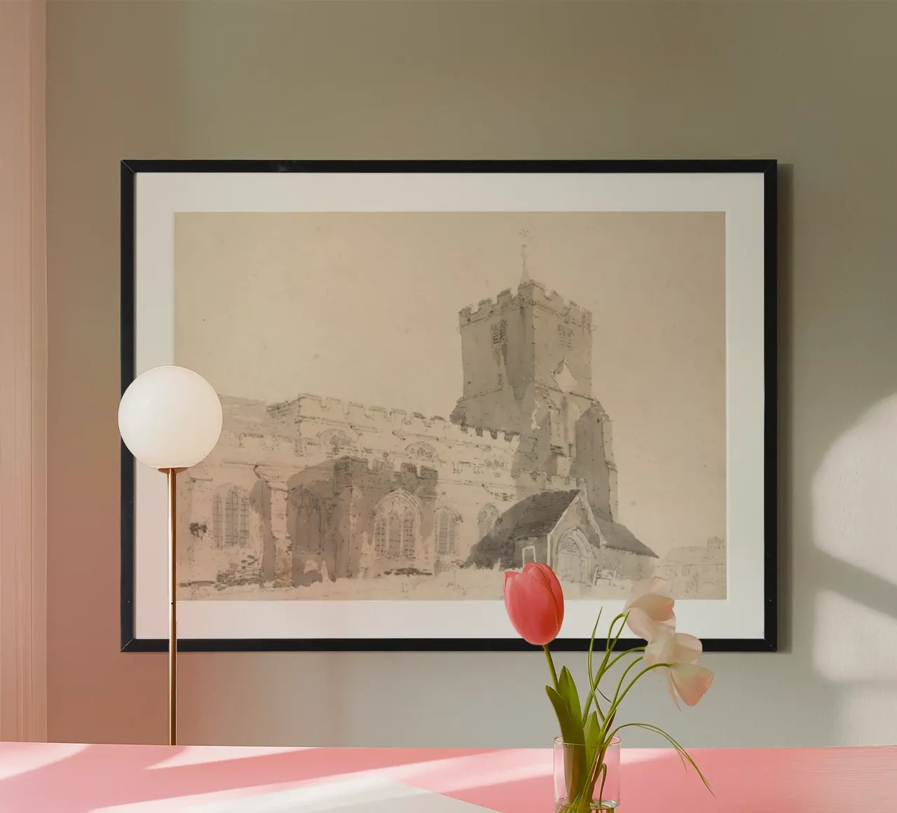 Chiesa storica: Studio architettonico, acquerello d'epoca Pr poster da ClubArt