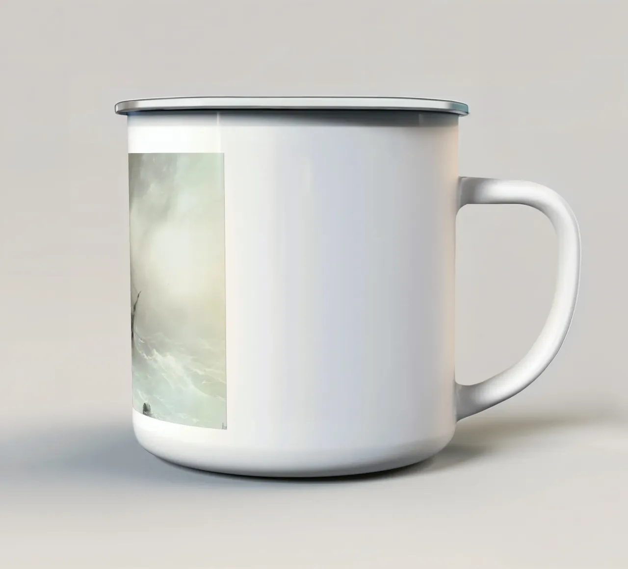 Stormy Seascape: Sailing Ship Amidst Waves, Vintage Maritime enamel mug by ClubArt