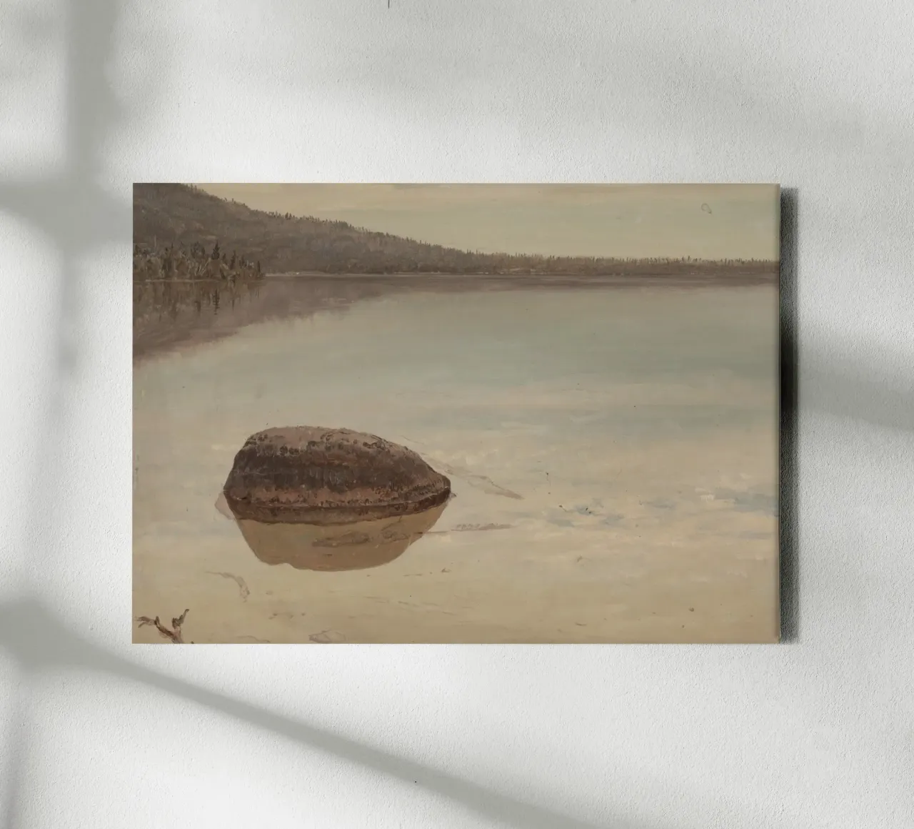Lago tranquillo: Paesaggio nordico, studio della natura serena tela con Cornice a cassetta da ClubArt