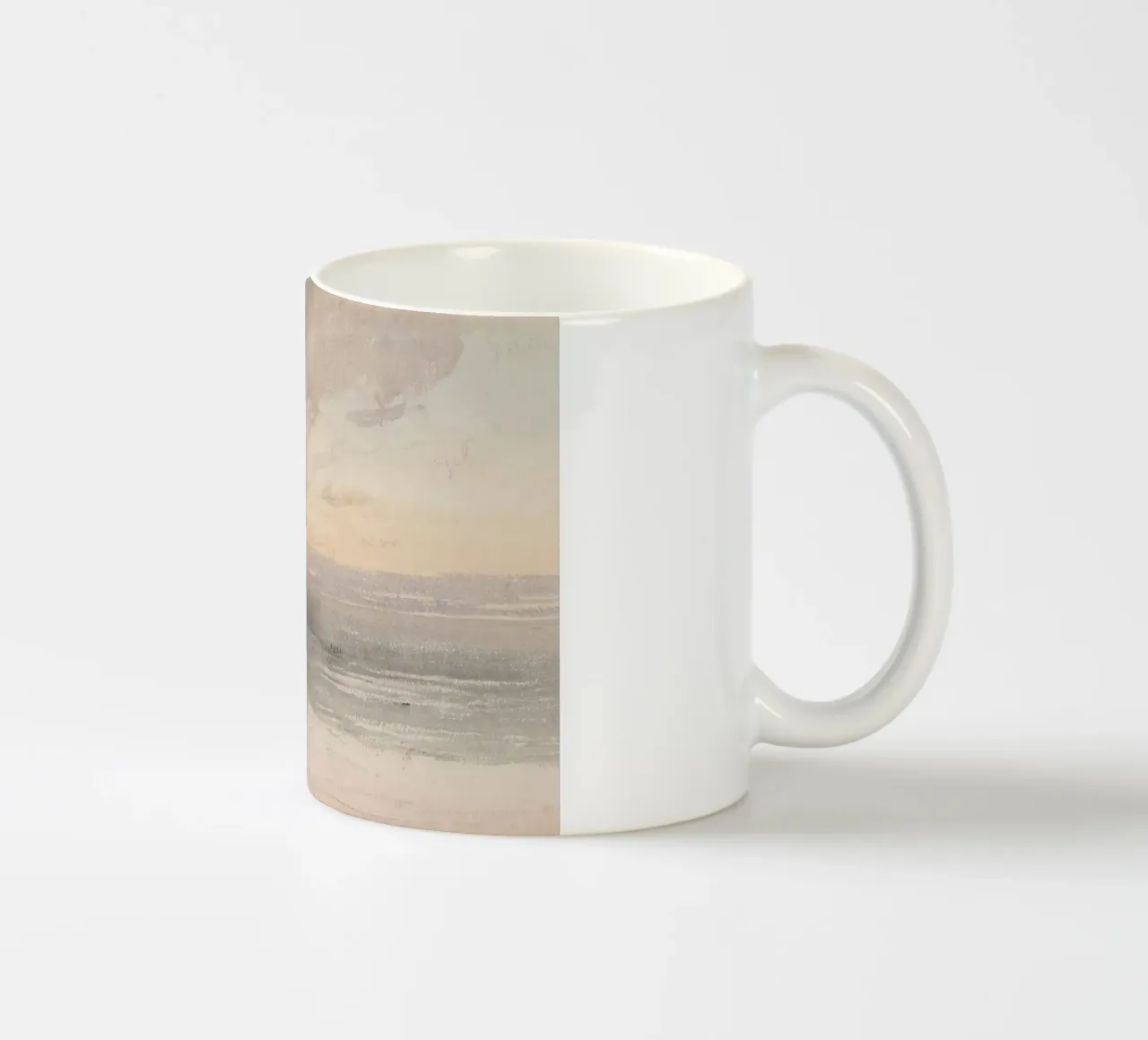 Schemerig strand: Horizon aan de kust, impressionistisch zeegezicht keramische mok van ClubArt