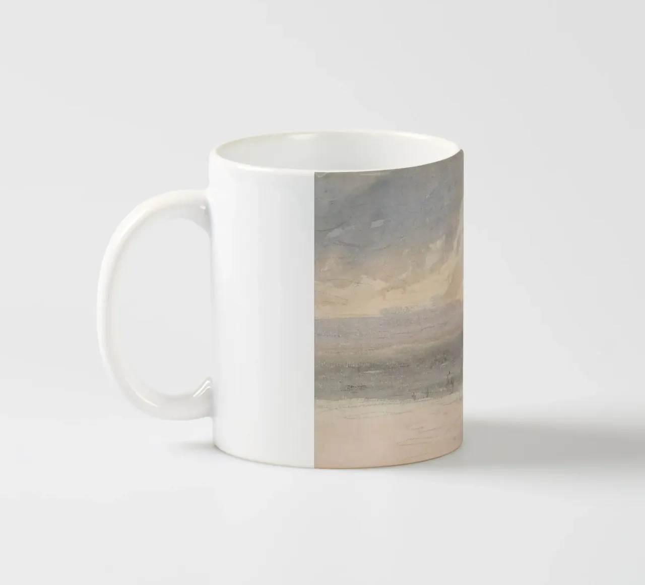 Schemerig strand: Horizon aan de kust, impressionistisch zeegezicht keramische mok van ClubArt