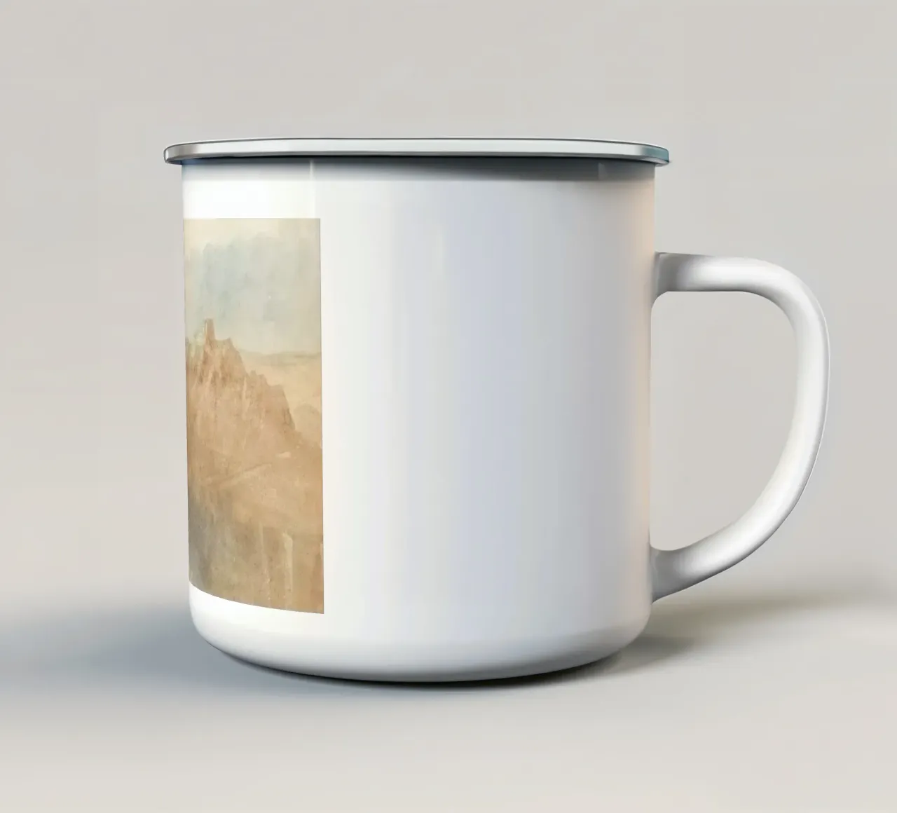 Nevelige kliffen: Abstract landschap, aardetinten Print emaille mok van ClubArt