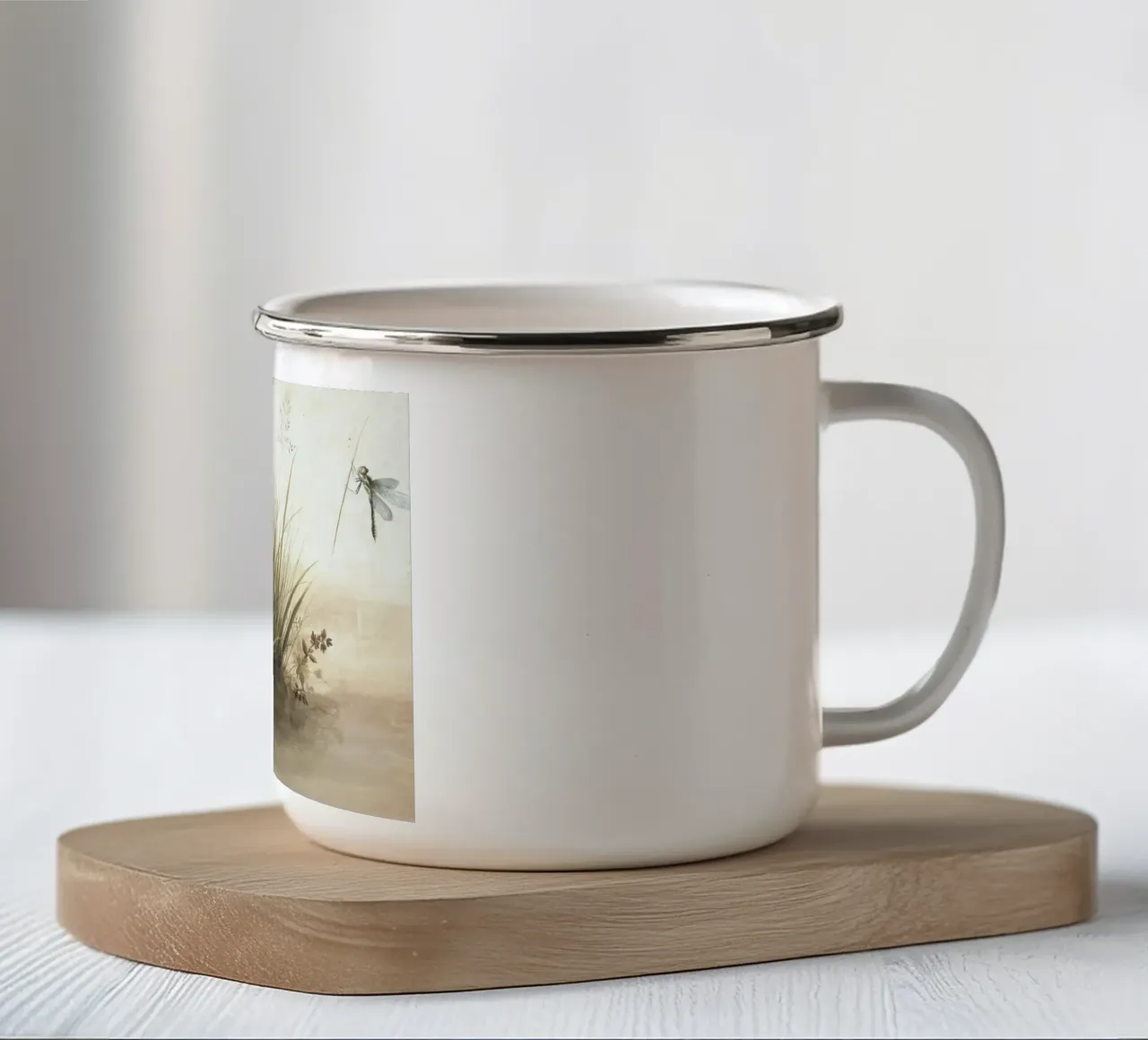 Libellula e erbe: Studio naturalistico, arte botanica d'epoca tazza in smalto da ClubArt