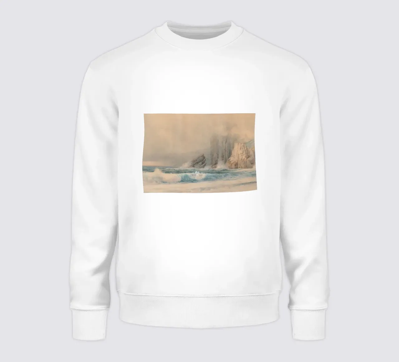 Crashing Waves: Coastal Cliffs, Atmospheric Seascape Art sweatshirt by ClubArt