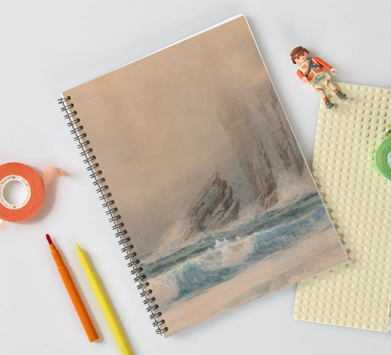 Crashing Waves: Coastal Cliffs, Atmospheric Seascape Art spiral notebook by ClubArt