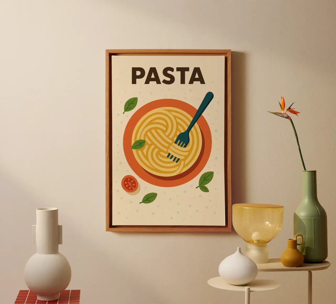PASTA - La rivisitazione in chiave retrò dei vostri piatti preferiti tela con Cornice a cassetta da Boissons - Affiches & posters - Retro