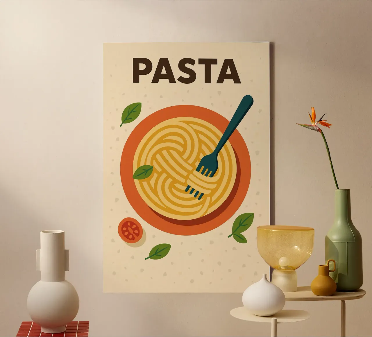 PASTA - La rivisitazione in chiave retrò dei vostri piatti preferiti tela con Cornice a cassetta da Boissons - Affiches & posters - Retro