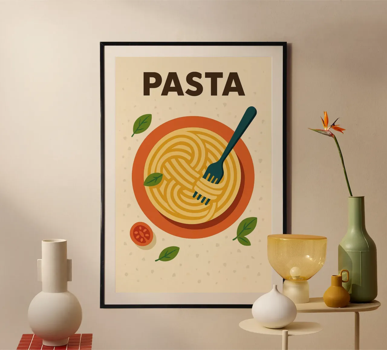 PASTA - La rivisitazione in chiave retrò dei vostri piatti preferiti poster con telaio in alluminio da Boissons - Affiches & posters - Retro