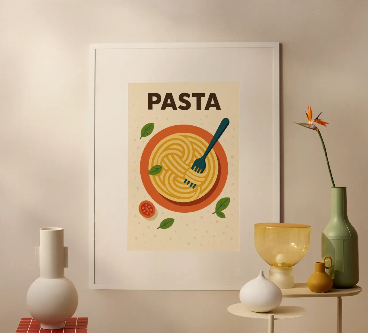 PASTA - La rivisitazione in chiave retrò dei vostri piatti preferiti poster con telaio in alluminio da Boissons - Affiches & posters - Retro