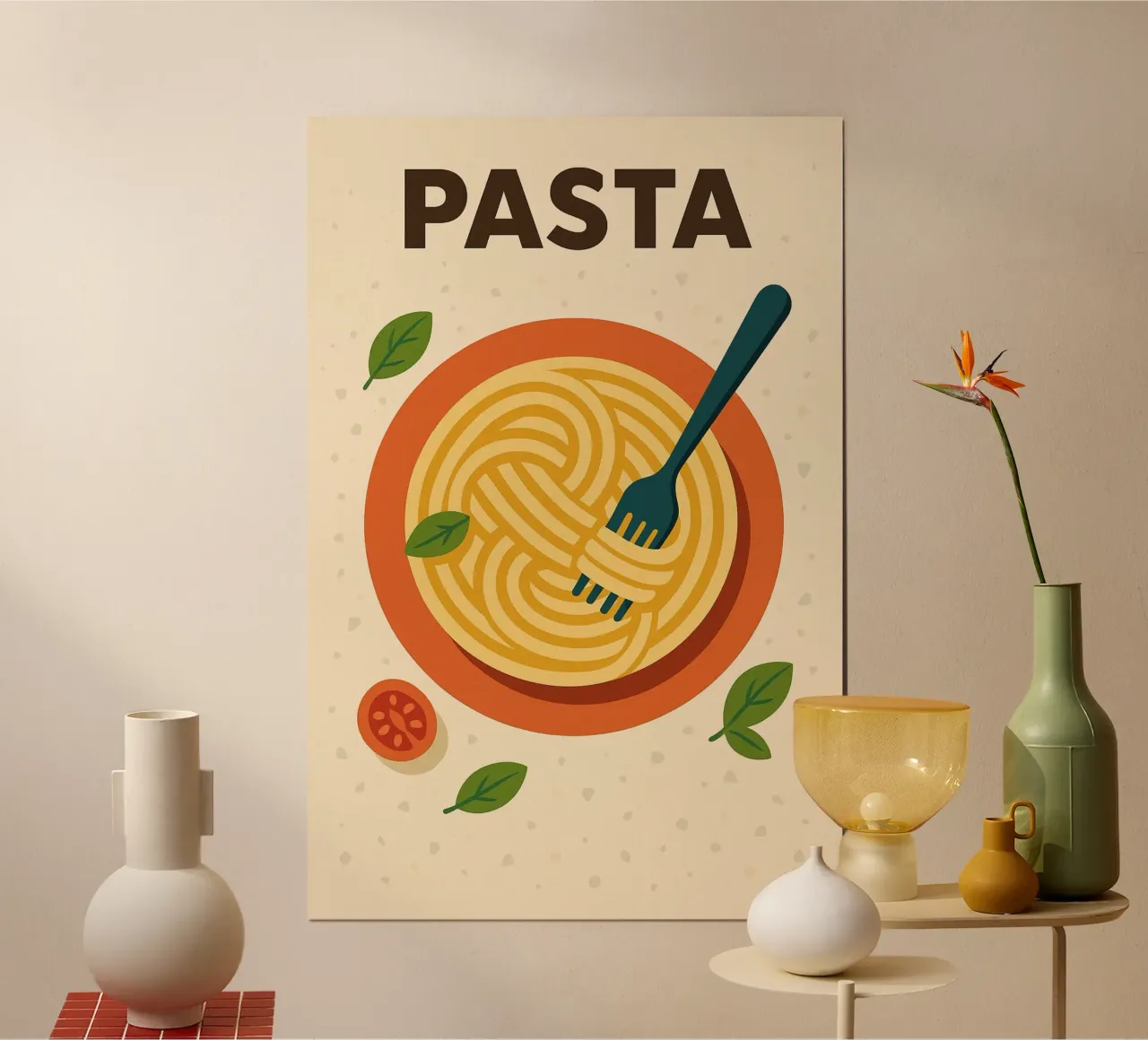 PASTA - La rivisitazione in chiave retrò dei vostri piatti preferiti poster con telaio in alluminio da Boissons - Affiches & posters - Retro