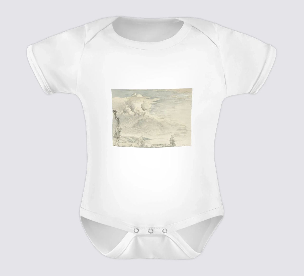 Dynamic Sky: Cloudscape Study, Atmospheric Landscape short-sleeve baby romper by ClubArt