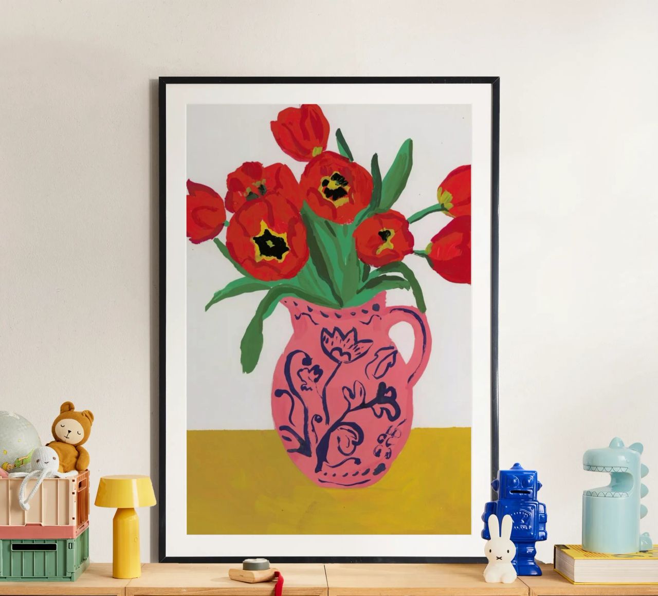 Poppies In A Pink Jug poster by Sonia Brittain