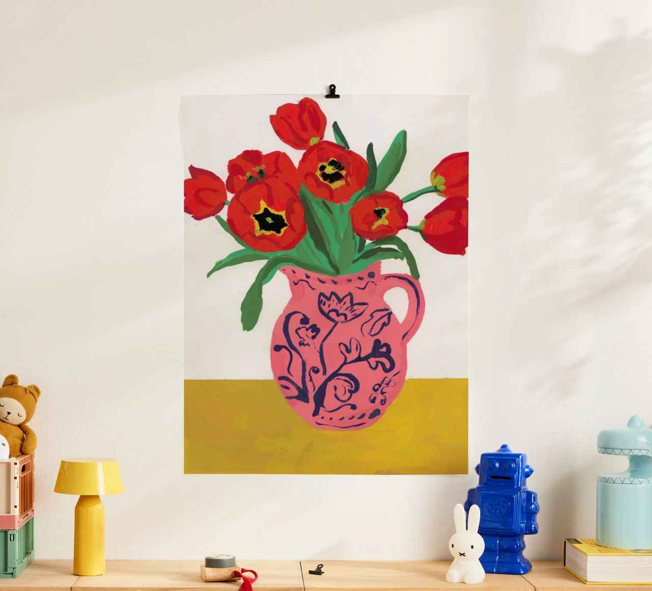 Poppies In A Pink Jug poster by Sonia Brittain