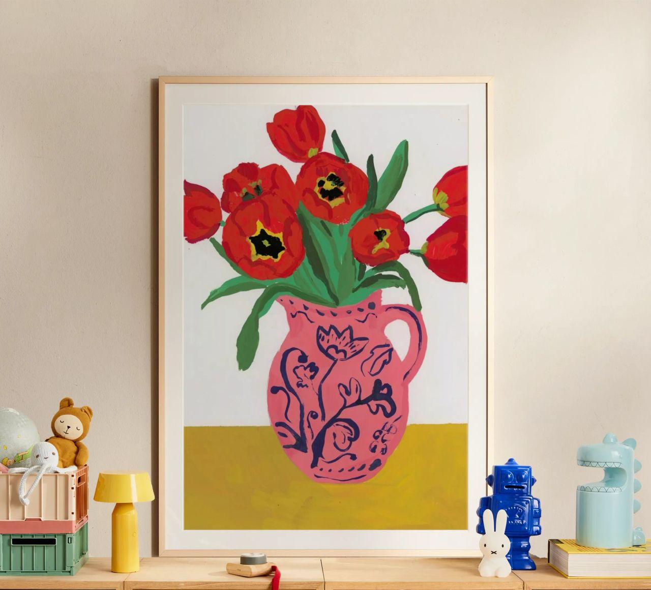 Poppies In A Pink Jug poster by Sonia Brittain