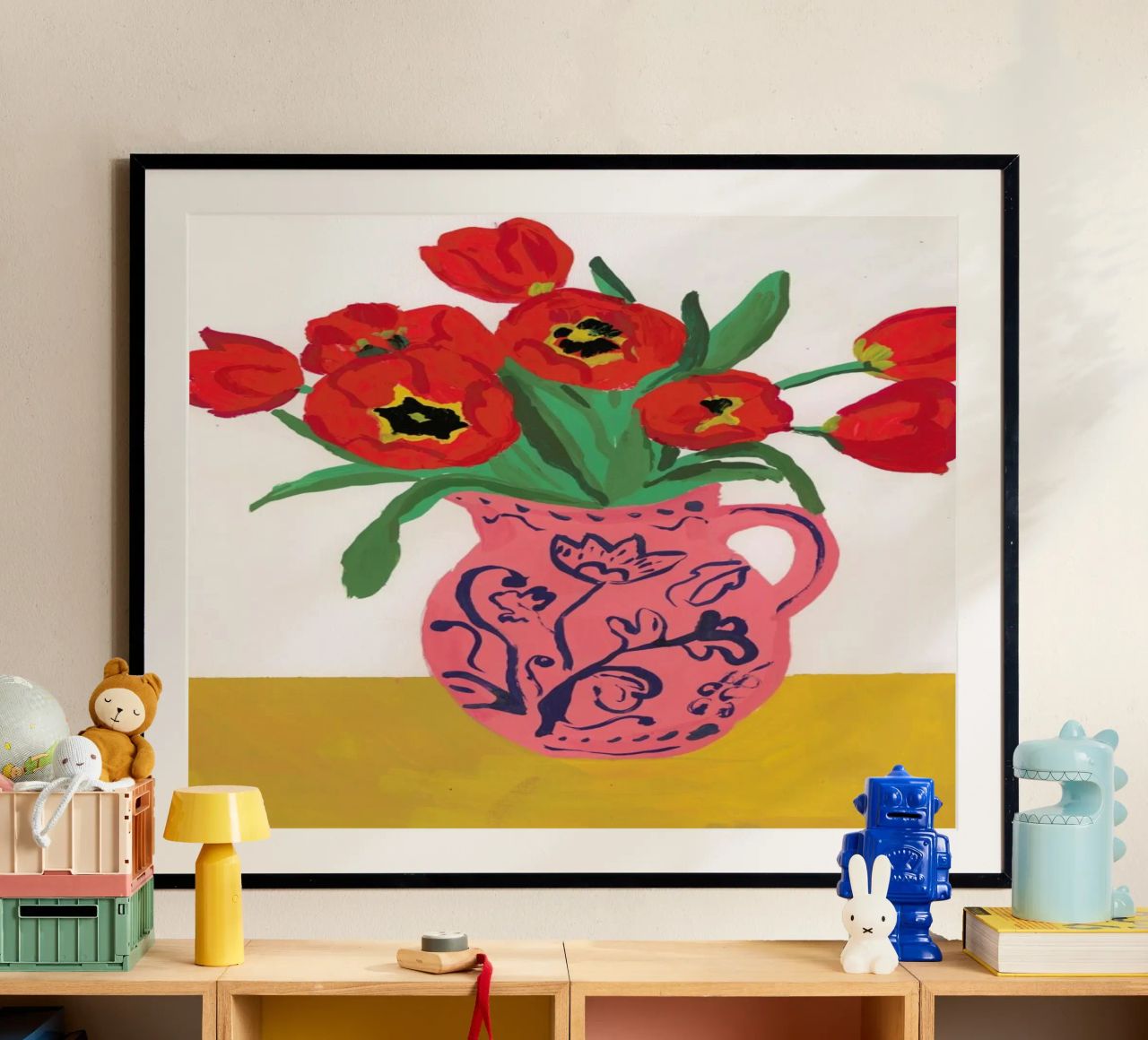 Poppies In A Pink Jug poster by Sonia Brittain