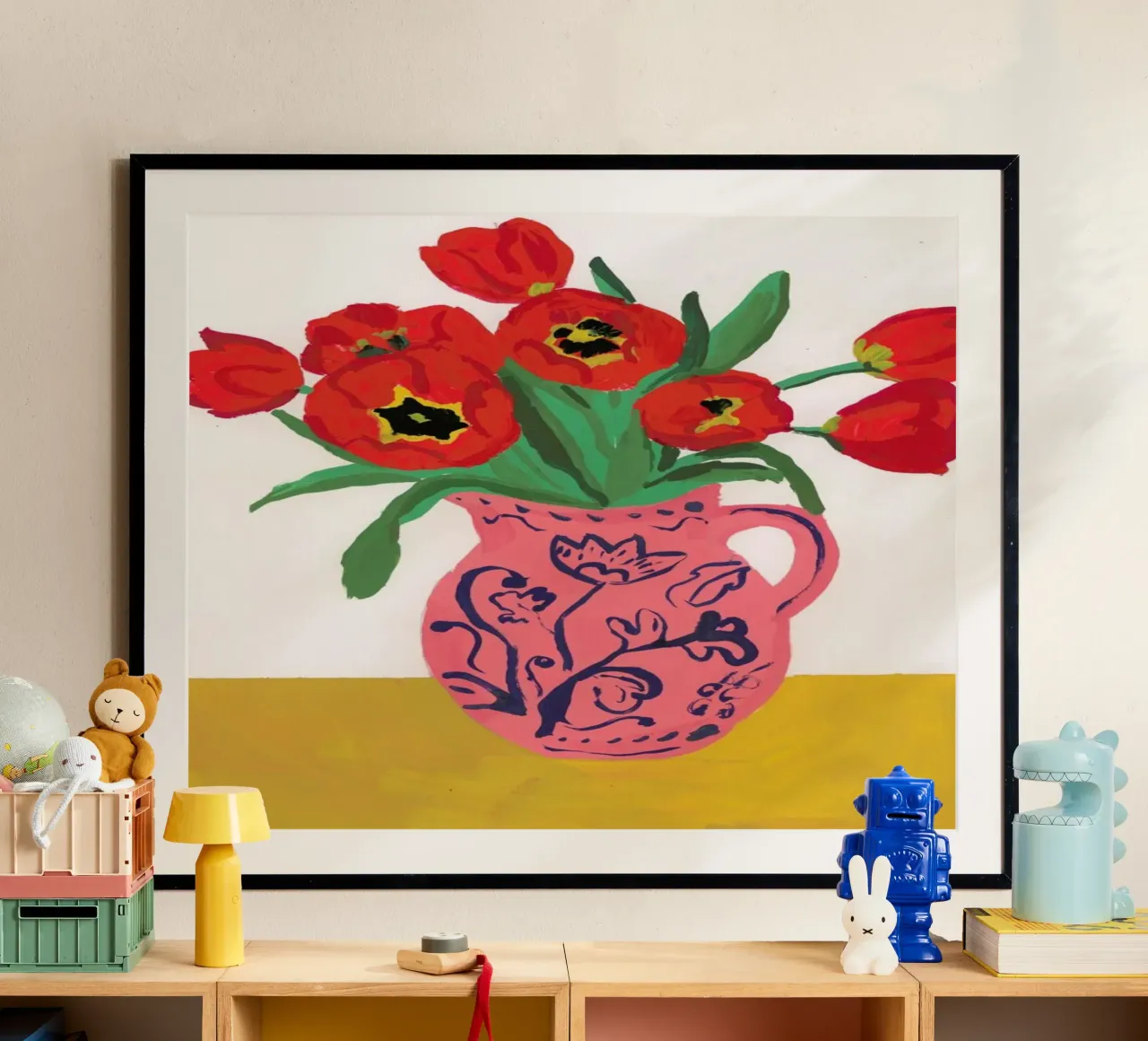 Poppies In A Pink Jug Hahnemühle von Sonia Brittain