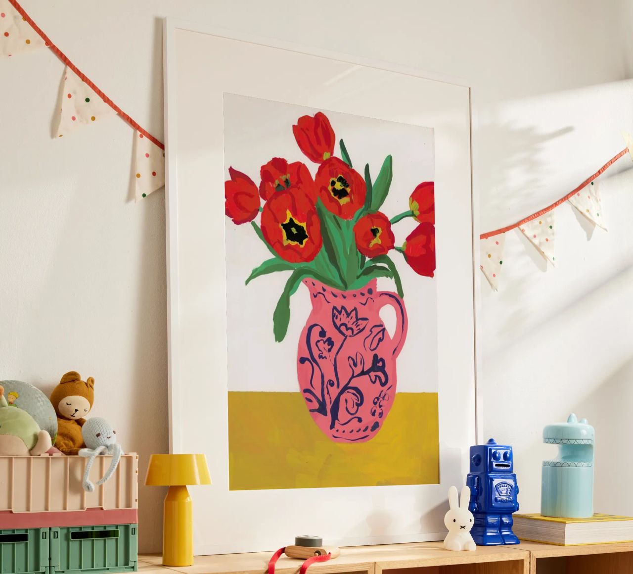 Poppies In A Pink Jug poster by Sonia Brittain