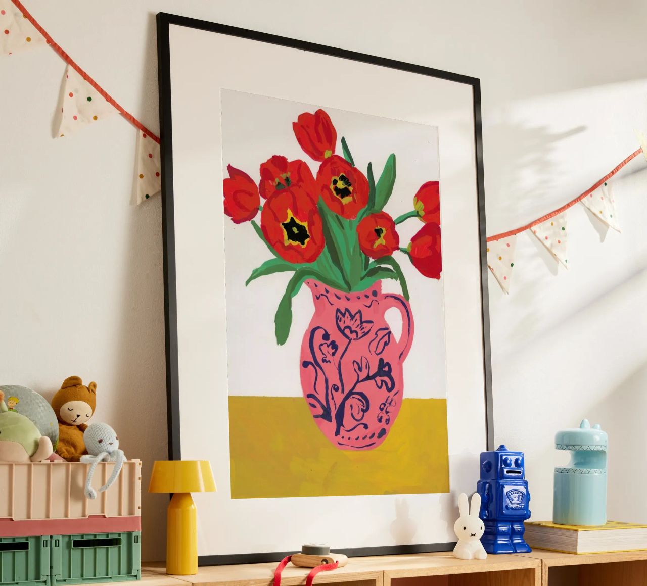 Poppies In A Pink Jug poster by Sonia Brittain