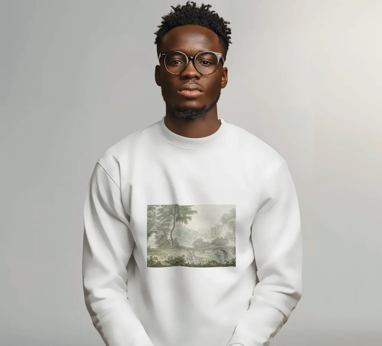 Romantische Landschaft: Antike Brücken, figurative Kunst Sweatshirt von ClubArt
