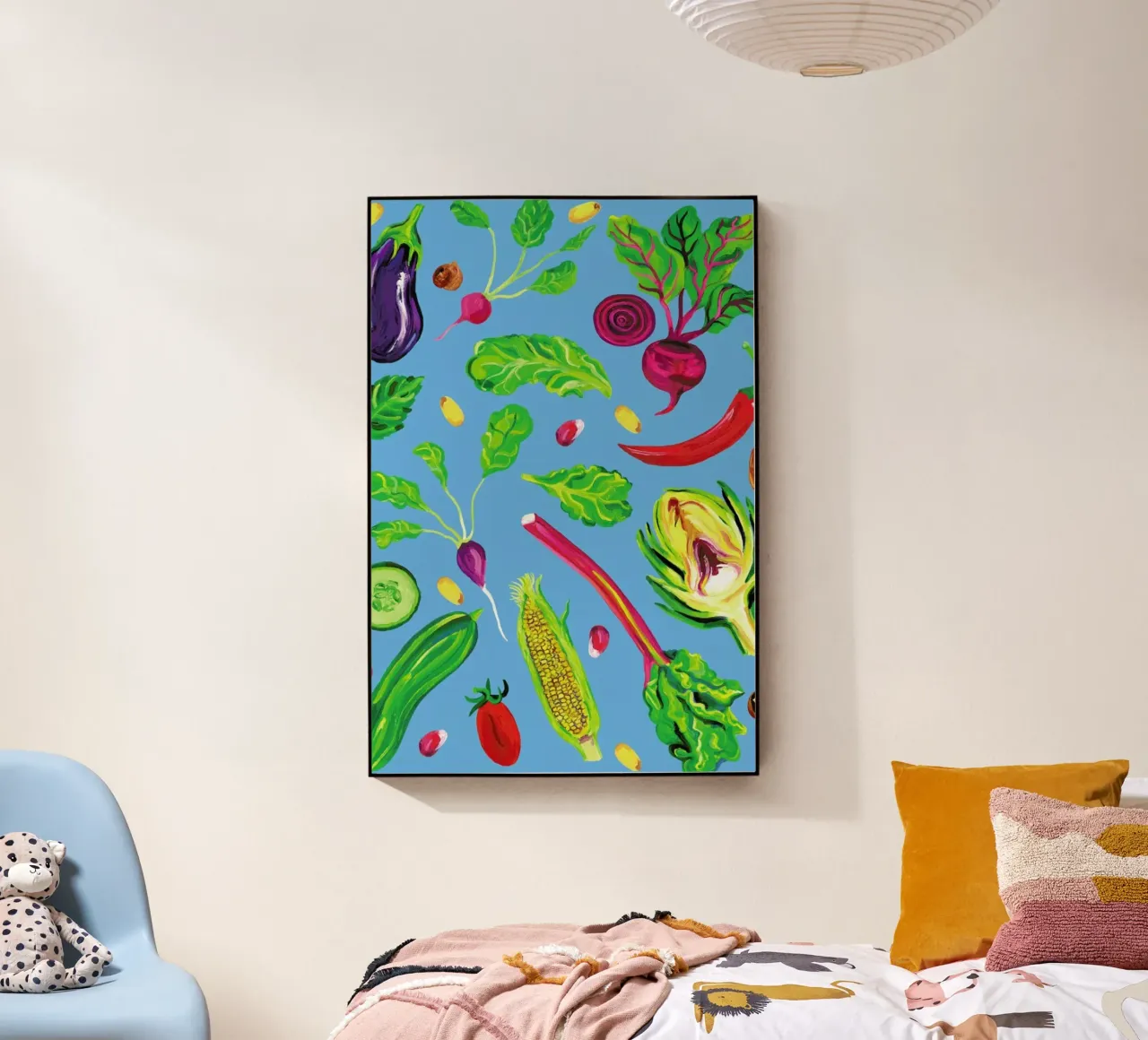 Spring Vegetables Blue acrylic glass by Alice Straker